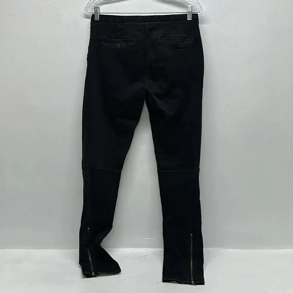 Tory Burch Jeans Low Rise Pants Denim Leather Trim Leggings Zip Up Black Size 28 - Picture 6 of 12